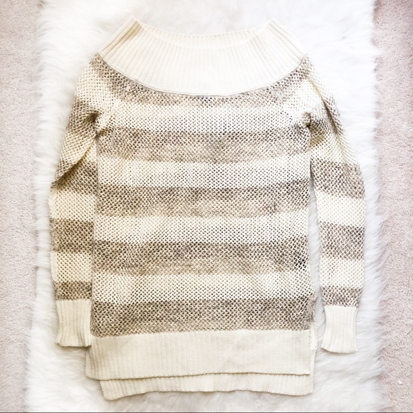 NWT American Eagle Cream Striped Sweater - Picture 3 of 7
